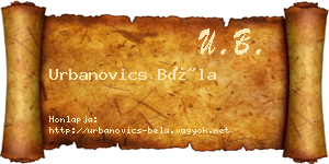 Urbanovics Béla névjegykártya