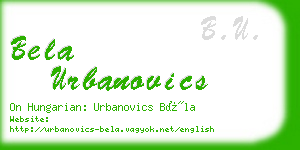 bela urbanovics business card